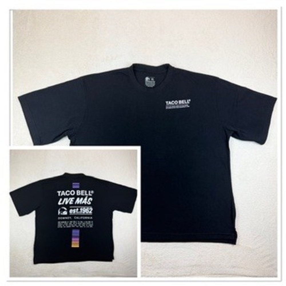 Taco Bell Live Mas Official Uniform T-Shirt Mens XL Black Graphic Est 1962 Tee